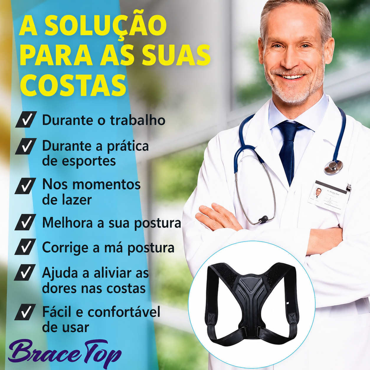 Corretor de Postura Ajustável GMAX para Homens e Mulheres