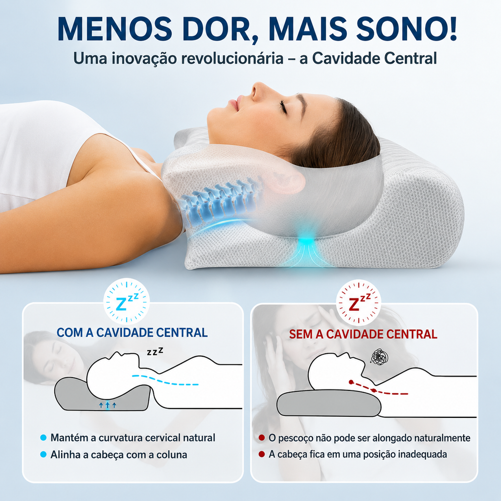 Almofada Ortopédica Contornada para Sono Profundo