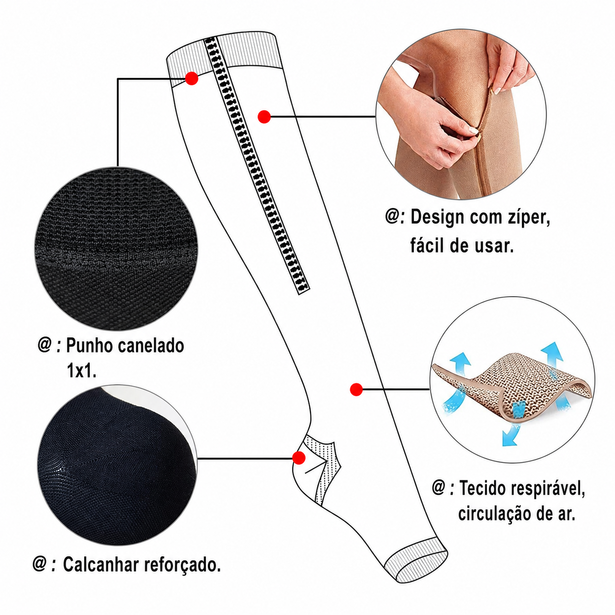 Meias de Compressão com Fecho (20-30 mmHg)