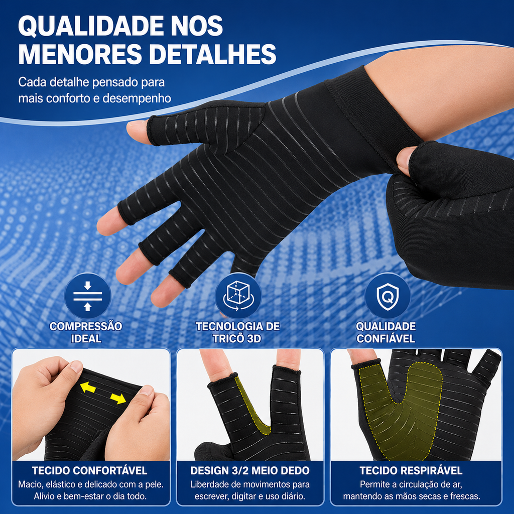 Luvas de Compressão para Artrite com Cobre