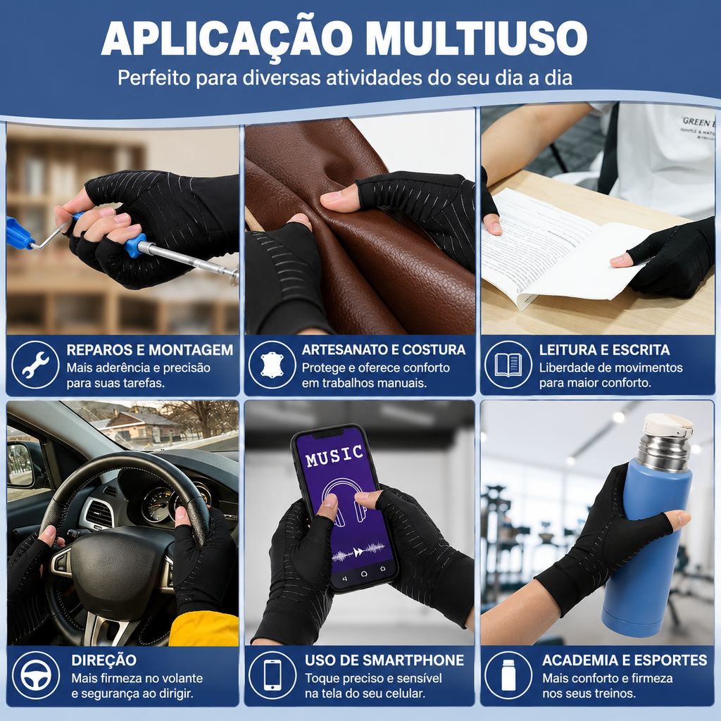 Luvas de Compressão para Artrite com Cobre