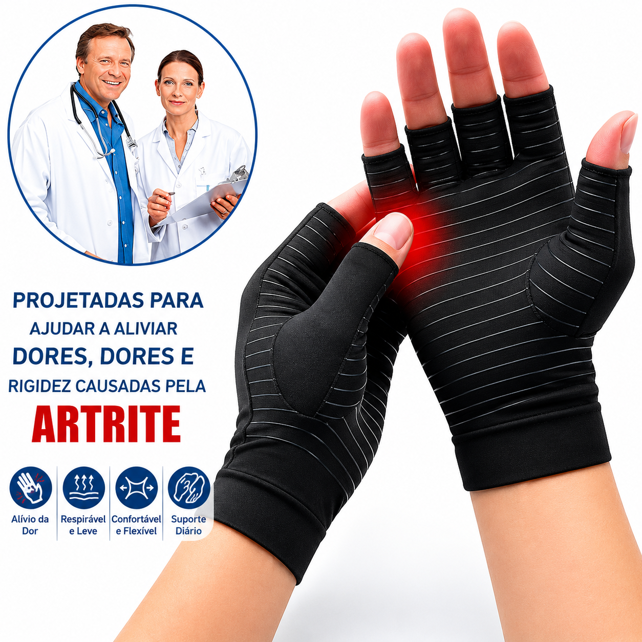 Luvas de Compressão para Artrite com Cobre