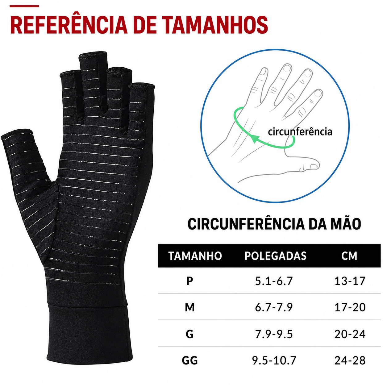 Luvas de Compressão para Artrite com Cobre