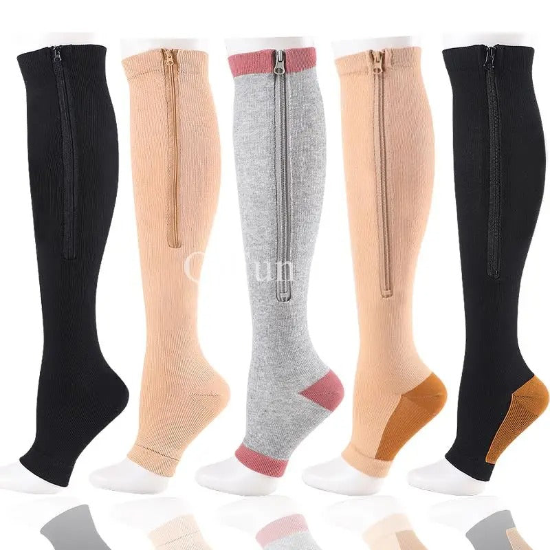Zippered Compression Socks Supports (20-30 mmHg)