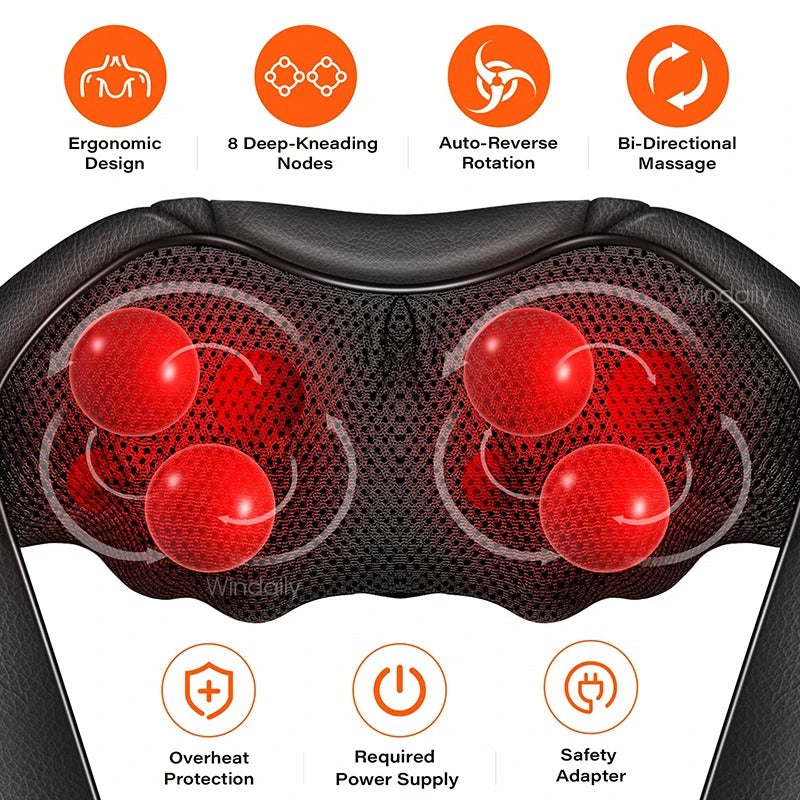 Shiatsu Neck and Shoulder Massager with Heat (U-Shaped Wrap)