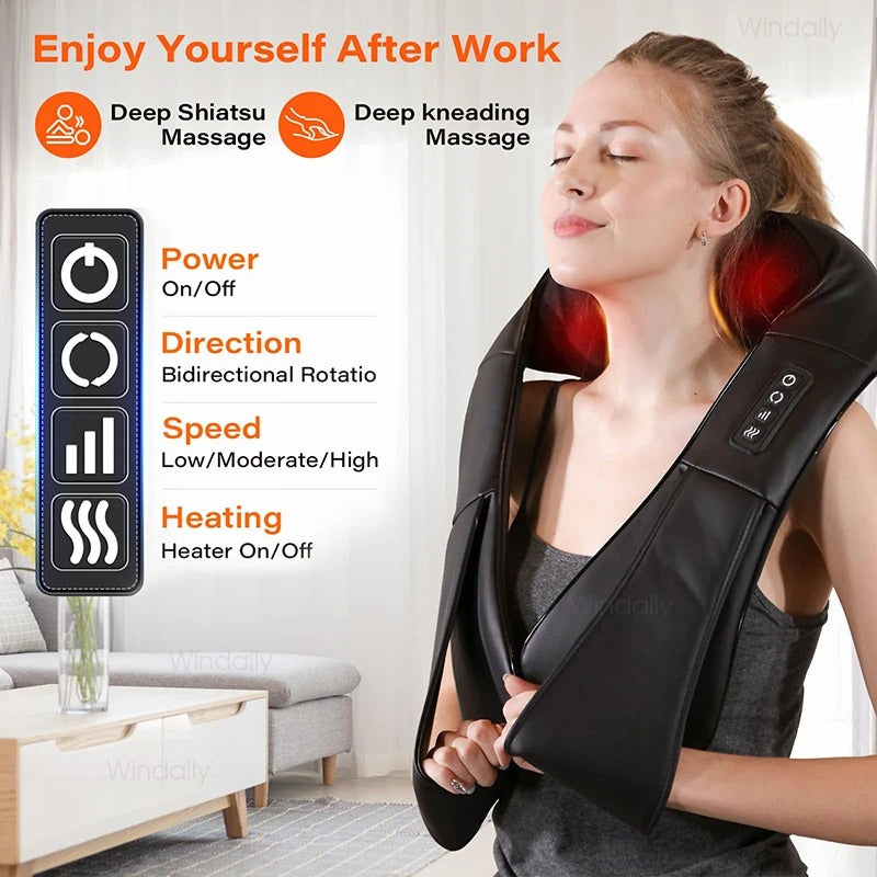 Shiatsu Neck and Shoulder Massager with Heat (U-Shaped Wrap)