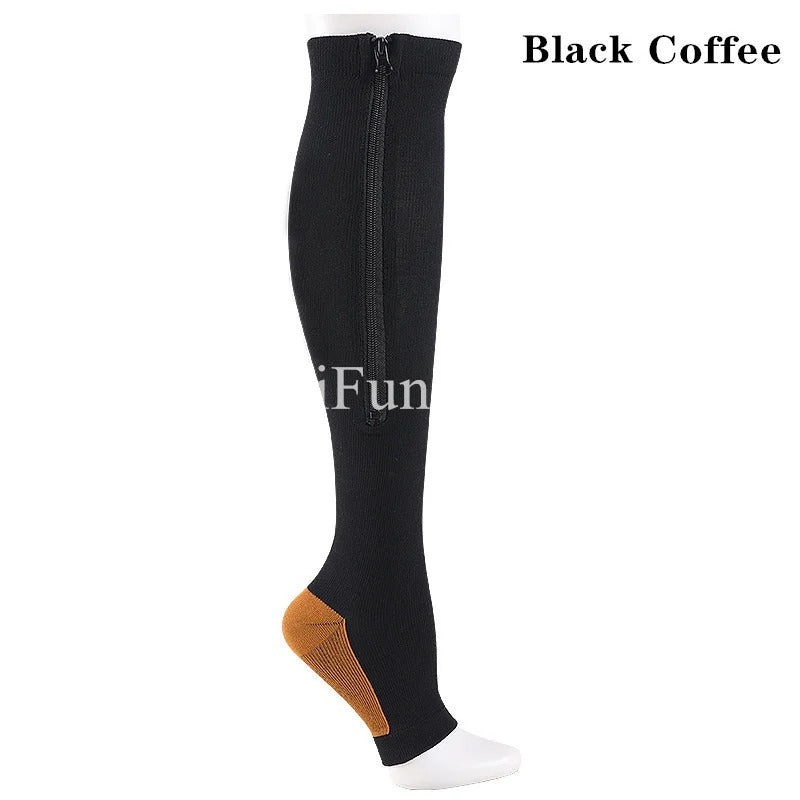 Zippered Compression Socks Supports (20-30 mmHg)